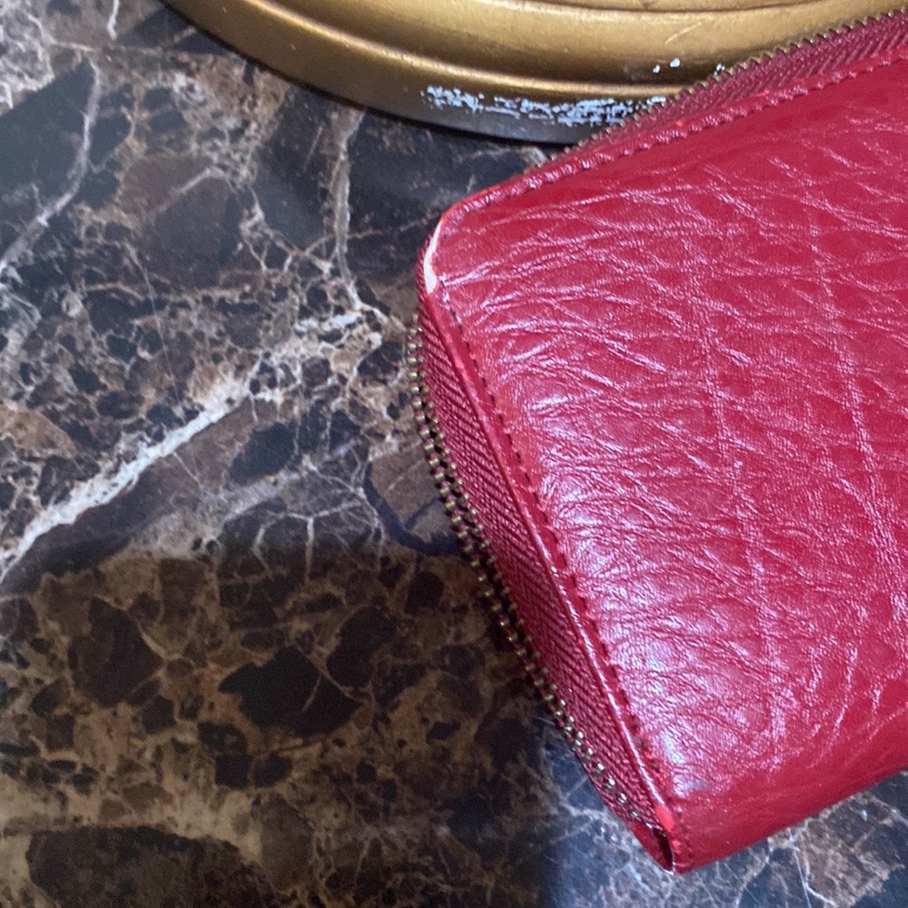 Large leather wallet burgundy color - Picture 6 of 14